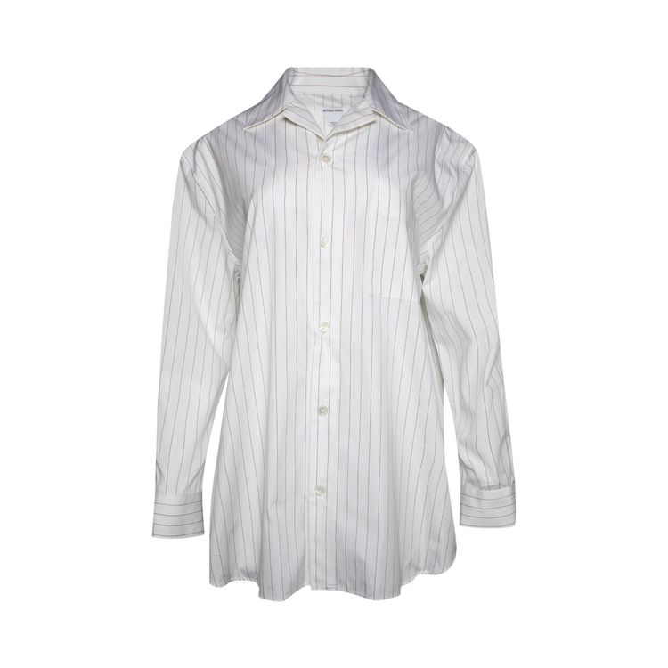 Bottega Veneta Striped Poplin Shirt WhiteBeige