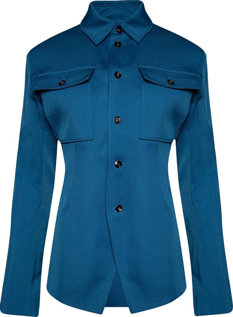 Bottega Veneta Wool Gabardine Shirt Jacket 'Pacific Blue'