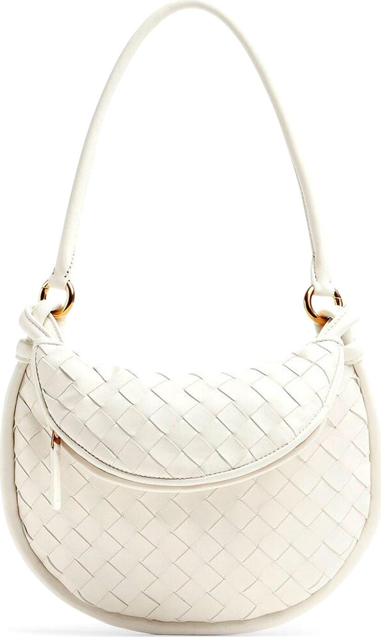 Bottega Veneta Small Gemelli Shoulder Bag WhiteMedium Brass