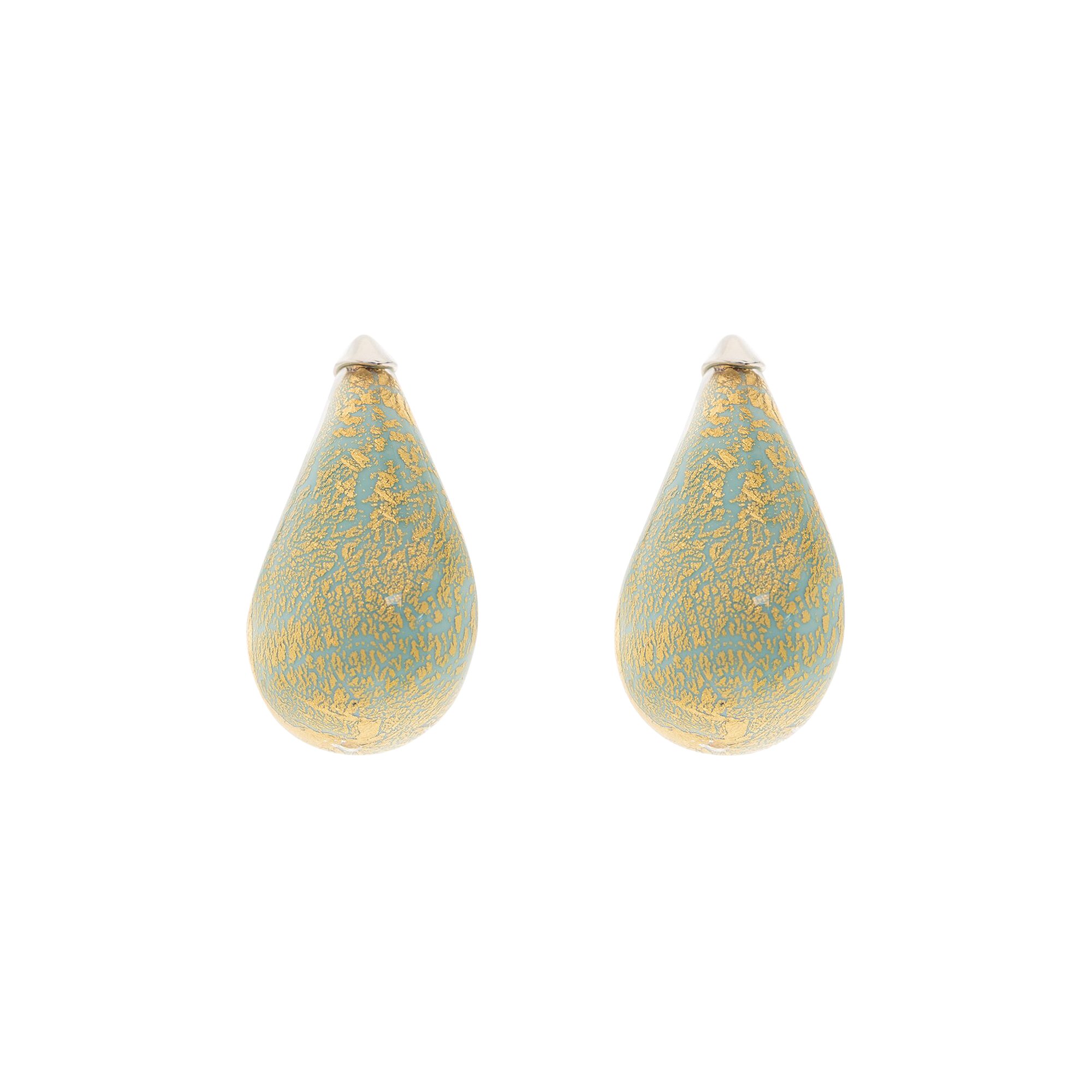 Bottega Veneta Glass Drop Earrings 'Mint/Gold'