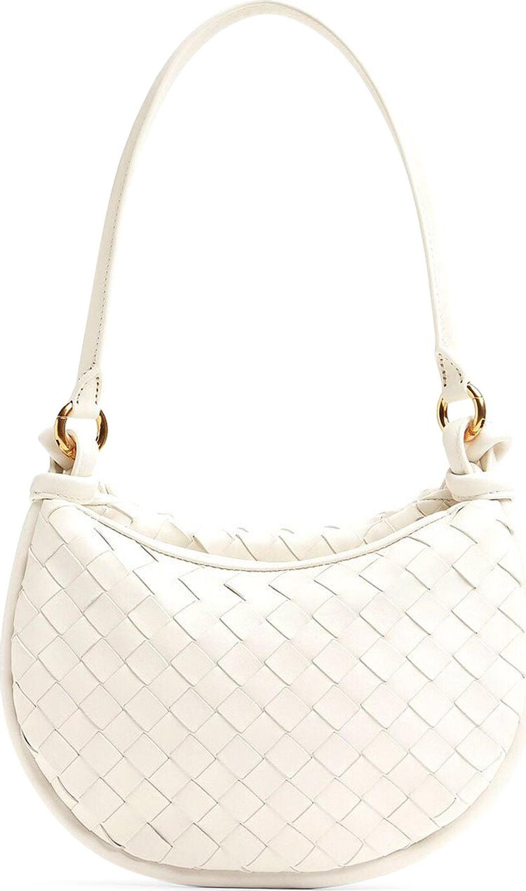 Bottega Veneta Small Gemelli Shoulder Bag WhiteMedium Brass