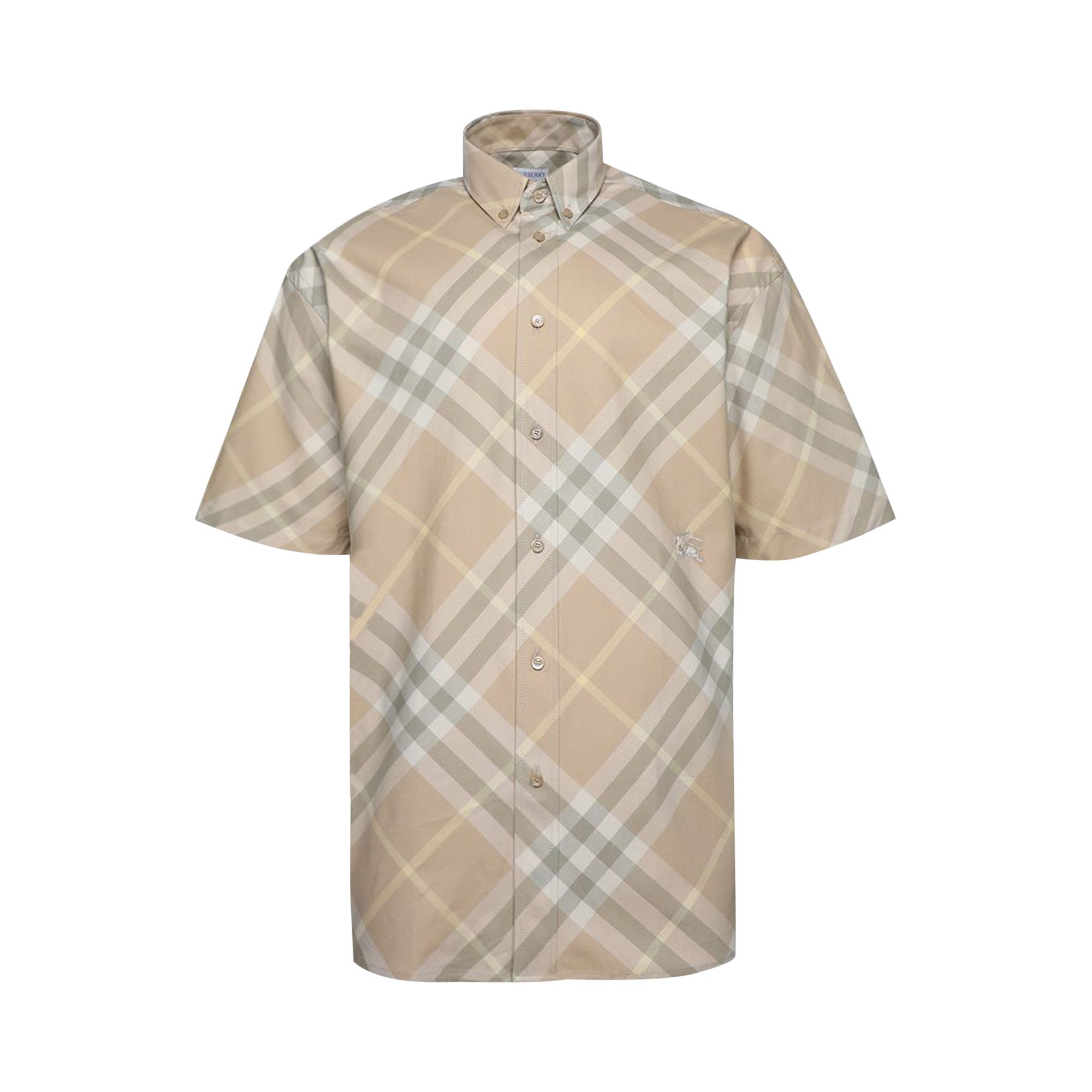 Tシャツ・カットソー Burberry Check shirt with logo embroidery (8082478 FLAX) 1360847_01.jpg.jpeg?width=750