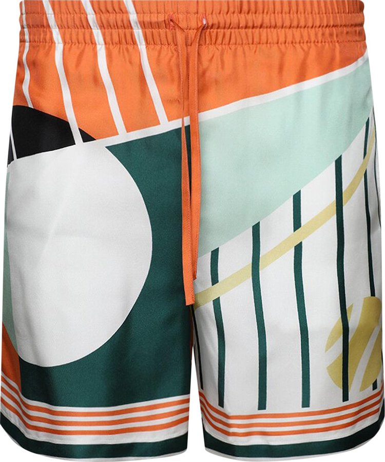 Casablanca Court Abstrait Silk Shorts Multicolor