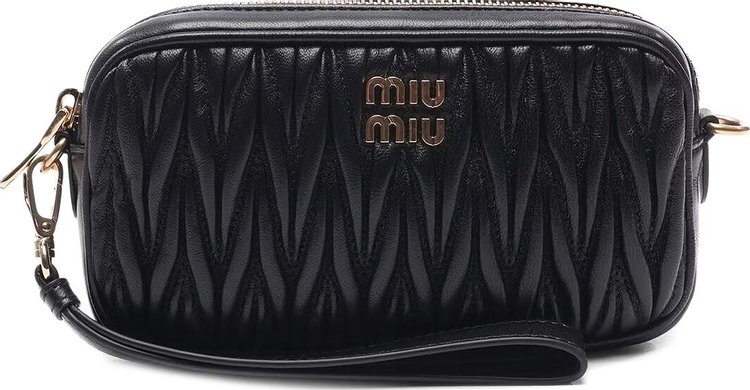 Miu Miu Logo Detailed Zipped Clutch Bag 'Black'