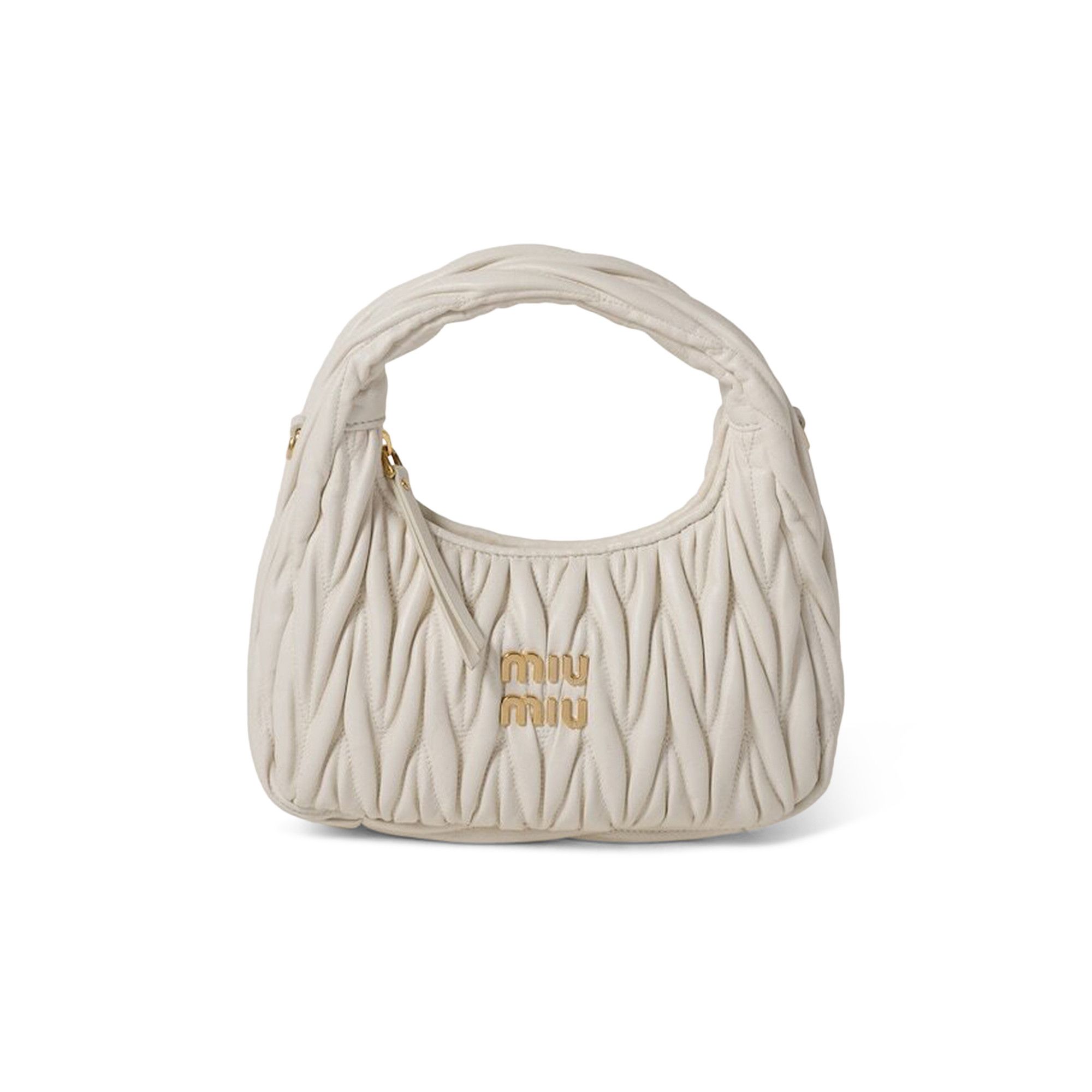 Buy Miu Miu Wander Matelassé Nappa Leather Hobo Bag 'White