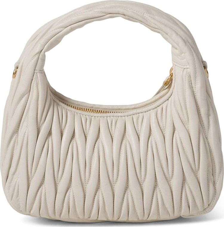 Miu Miu Wander Matelasse Nappa Leather Hobo Bag White