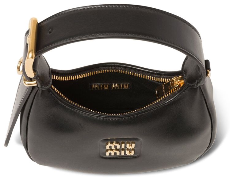 Miu Miu Leather Hobo Bag Black