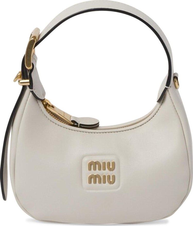 Miu Miu Leather Hobo Bag 'Chalk White'