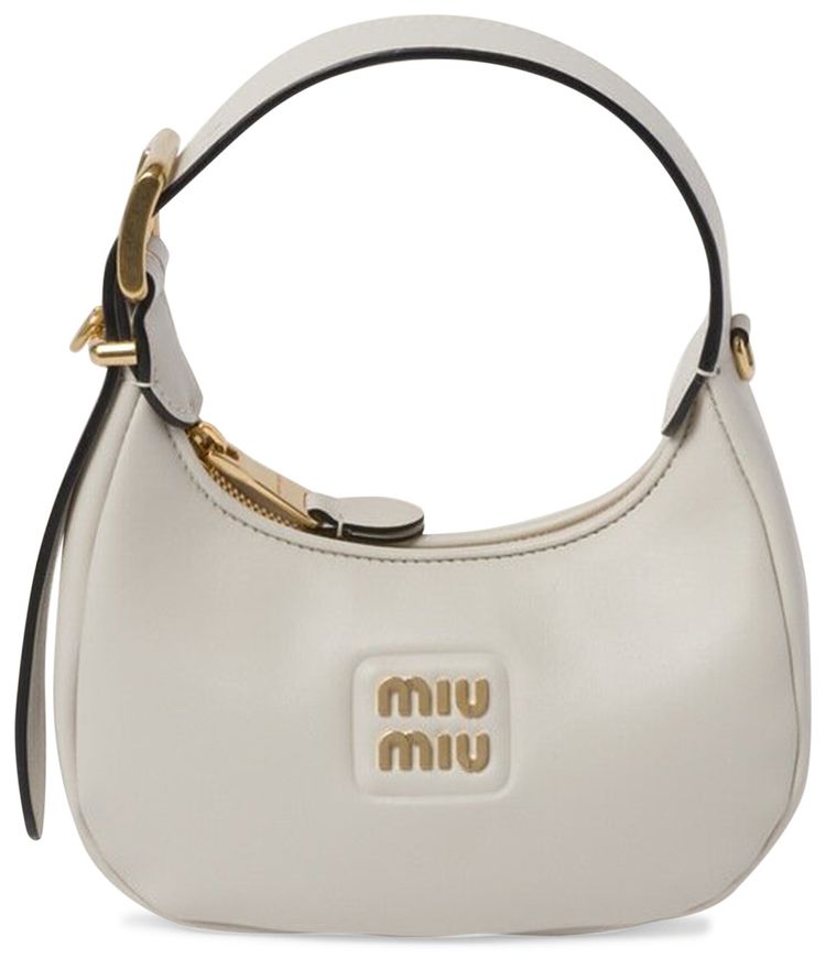 Miu Miu Leather Hobo Bag Chalk White