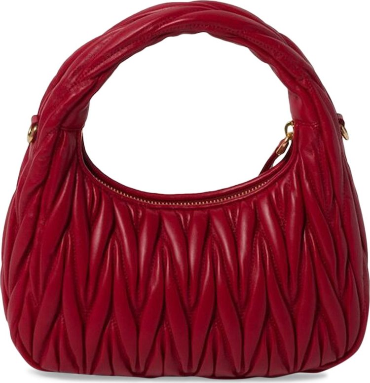 Miu Miu Wander Matelasse Nappa Leather Hobo Bag Red