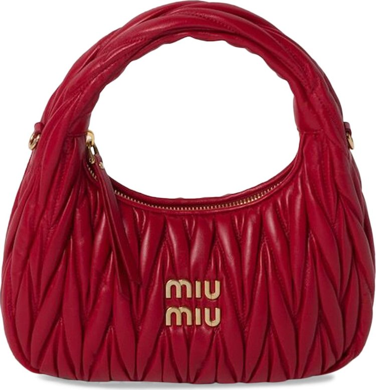 Miu Miu Wander Matelassé Nappa Leather Hobo Bag 'Red'