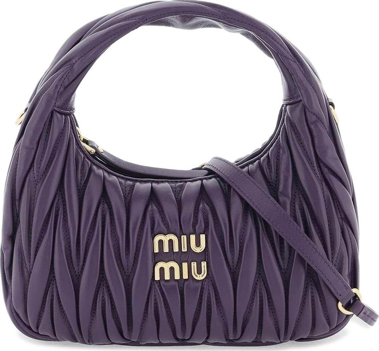 Miu Miu Wander Matelassé Nappa Leather Hobo Bag 'Violet'