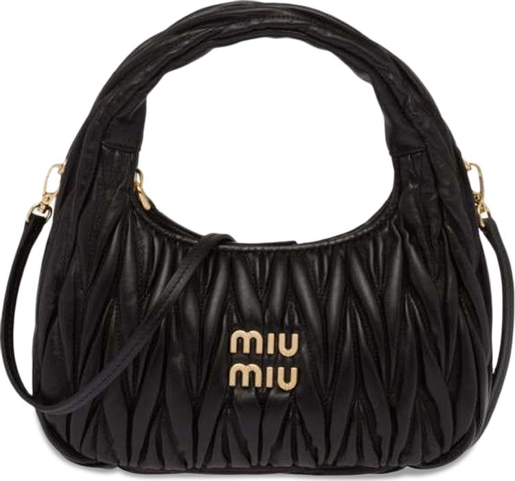 Miu Miu Wander Matelassé Nappa Leather Hobo Bag 'Black'