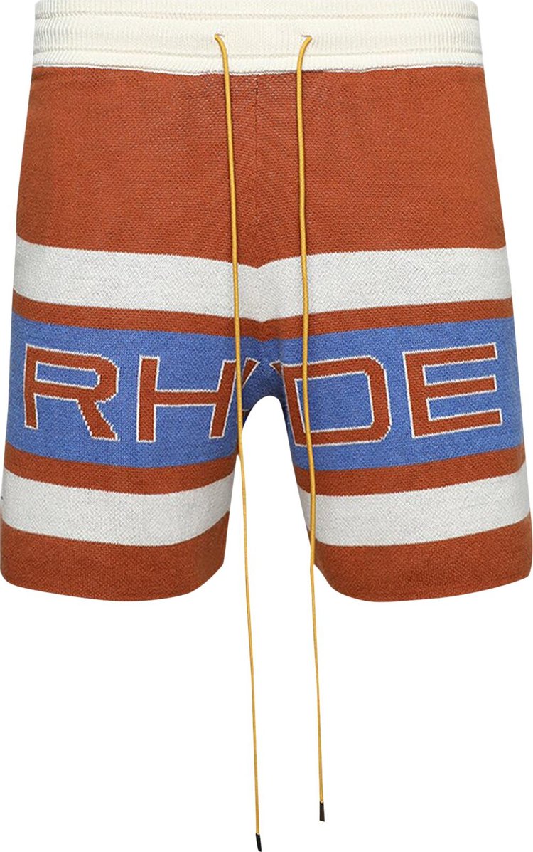 Rhude Pravil Racing Knit Short 'Brick/Cream/Blue'