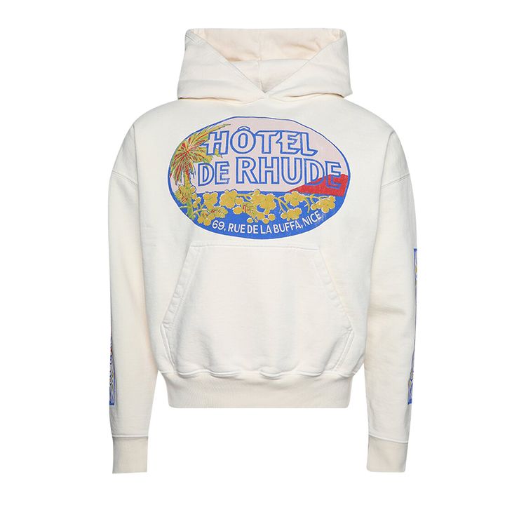 Rhude Hotel Hoodie Vintage White