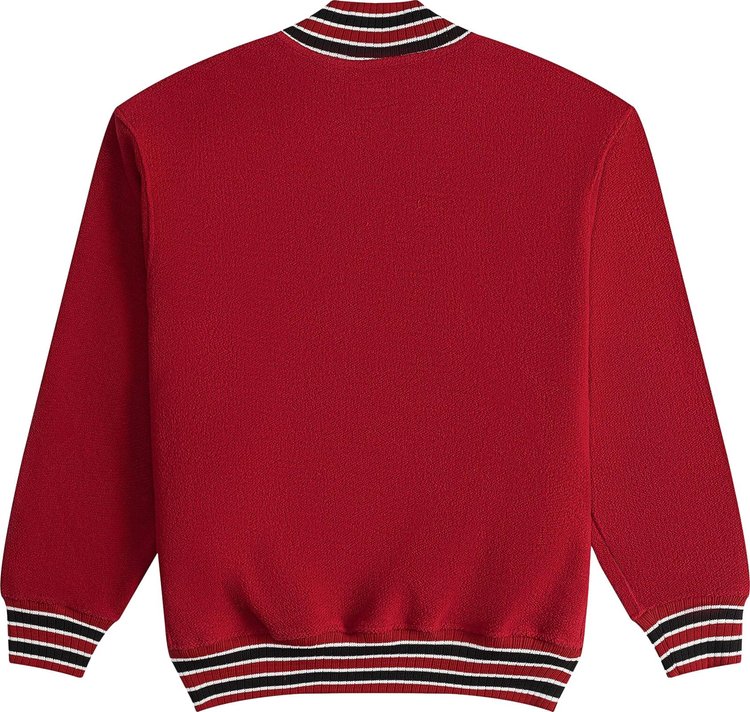 Rhude Quarter Zip Varsity Jacket Vintage Red