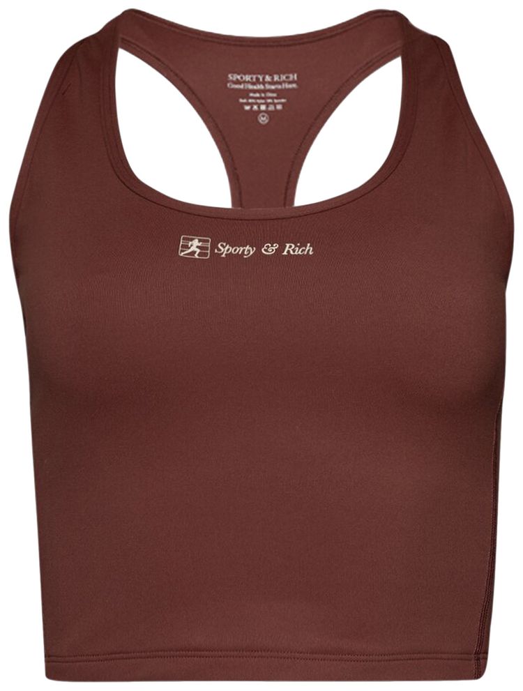 Sporty  Rich Runner Script Sports Cropped Tank Maroon