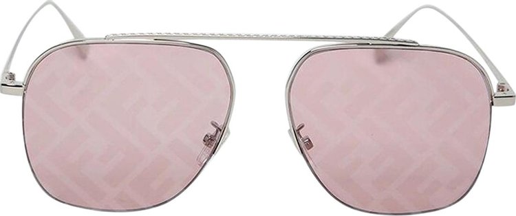 Fendi Mirror Logo Sunglasses 'Shiny Palladium/Bordeaux'