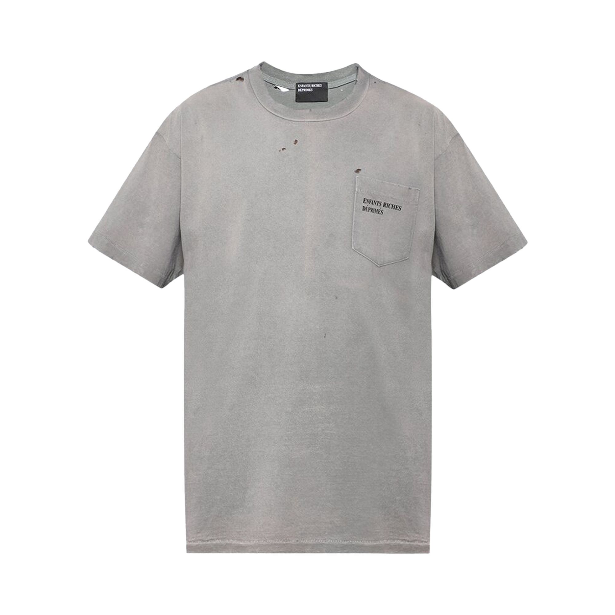 Buy Enfants Riches Déprimés Thrashed Logo Pocket Tee 'Worn Grey