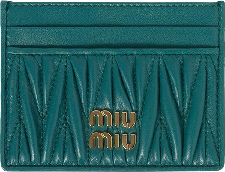 Miu Miu Matelassé Nappa Leather Card Holder 'Sabbia'