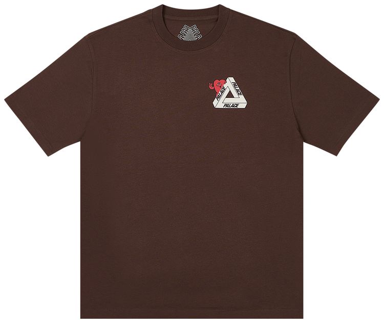 Palace Tri Hearts T Shirt Nice Brown