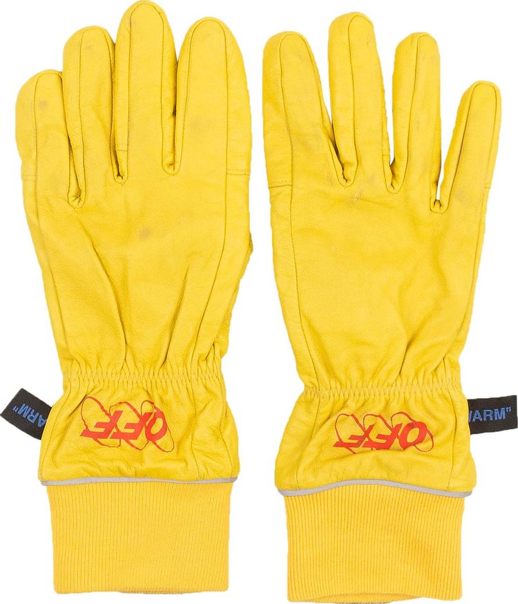 Off White Logo Gloves YellowRed