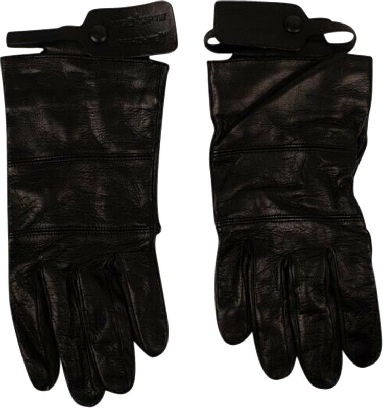 Off White Leather Tag Driver Gloves Black