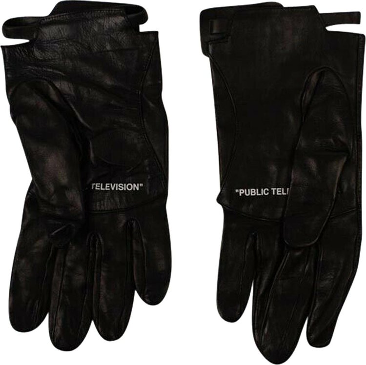 Off-White Leather Tag Driver Gloves 'Black'