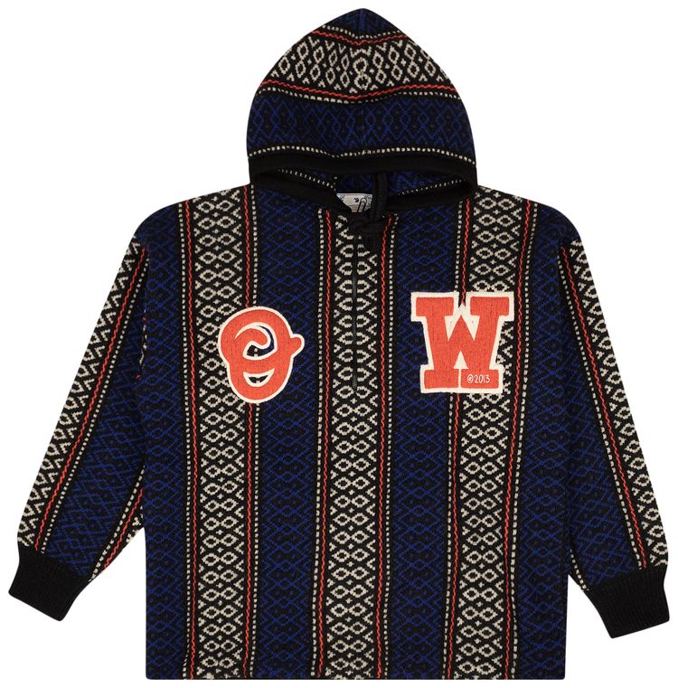 Off White Baja Chunky Knit Hoodie BrownOrange