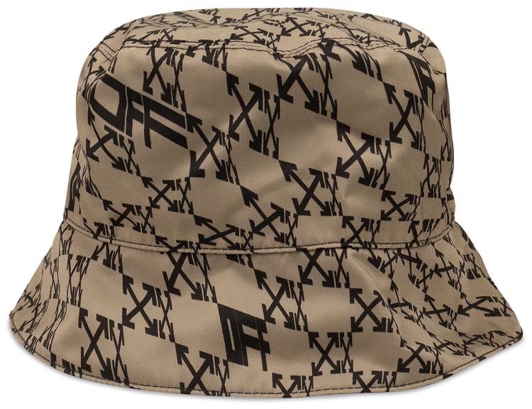 Off White Allover Reversible Bucket Hat CamelBlack