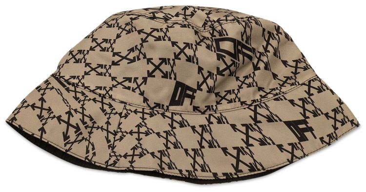 Off White Allover Reversible Bucket Hat CamelBlack