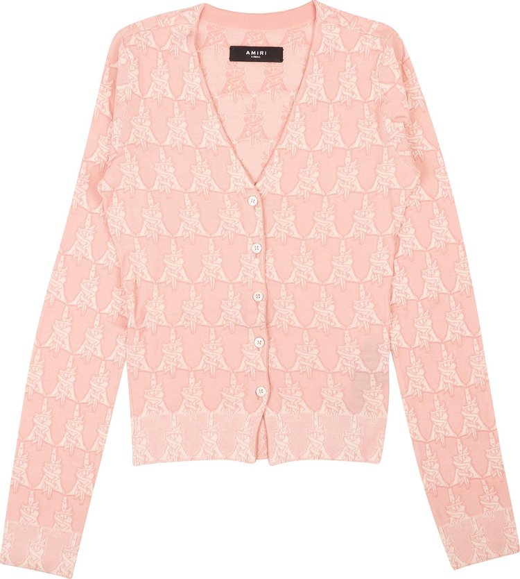 Amiri Dagger Monogram Cardigan Sweater 'Pink'