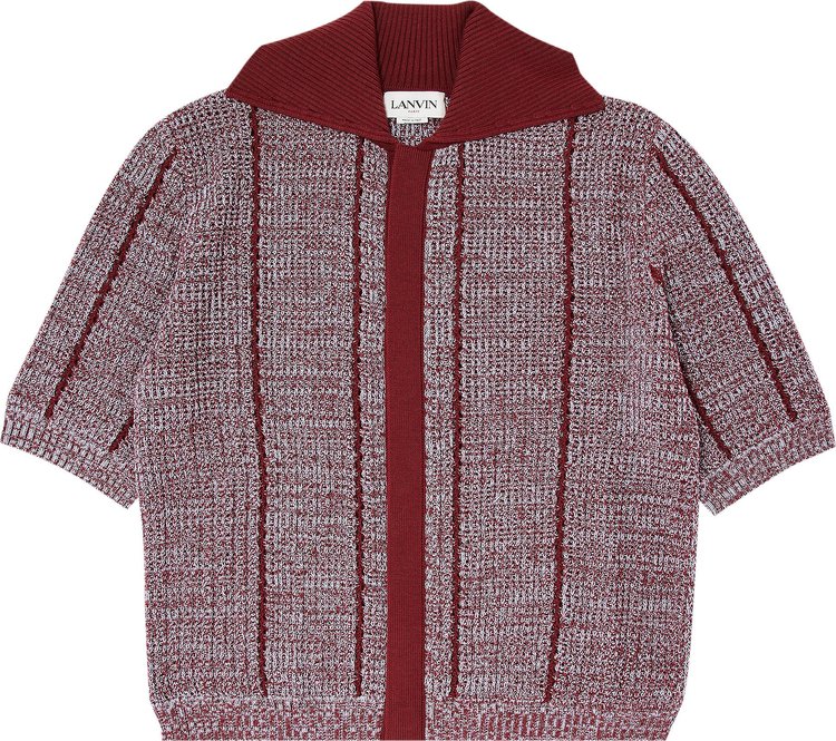 Lanvin Lace Knit Button Up Polo 'Red/Multicolor'
