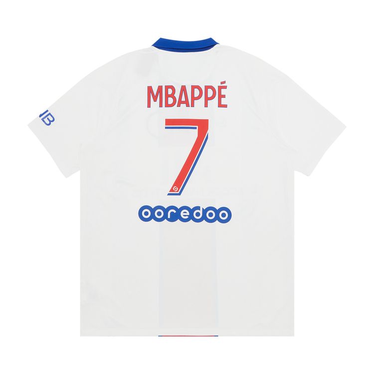 Pre Owned Paris Saint Germain 50th Anniversary Edition Mbappe 7 Away Jersey White