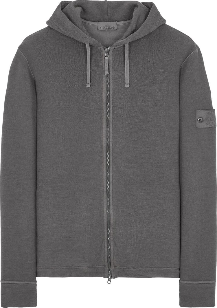 Stone Island Ghost Piece Zip Up Hoodie Dark Grey