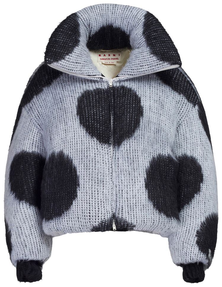 Marni Brushed Dot Fuzzy Jacket Lily White