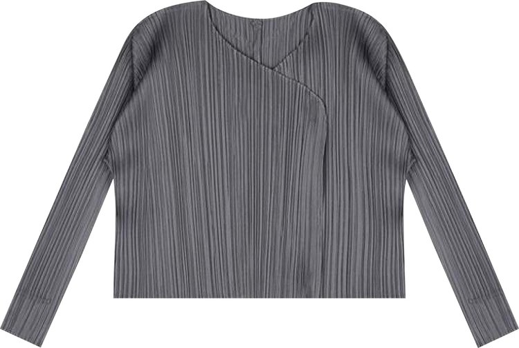 Pleats Please Issey Miyake Basic Pleated Cardigan Grey