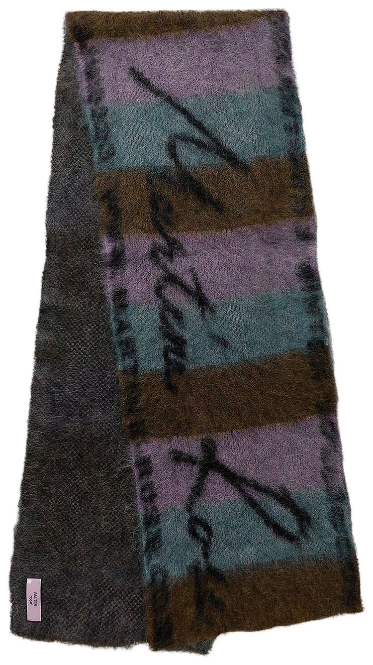 Martine Rose Brushed Mohair Signature Scarf KhakiLilacCornflower