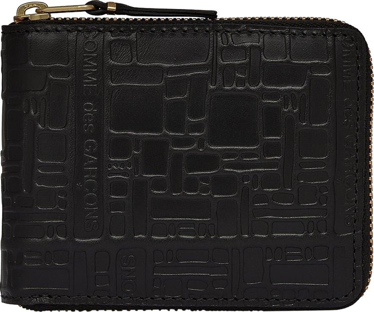 Comme des Garçons Wallet Embossed Logo Full Zip Around Wallet 'Black'