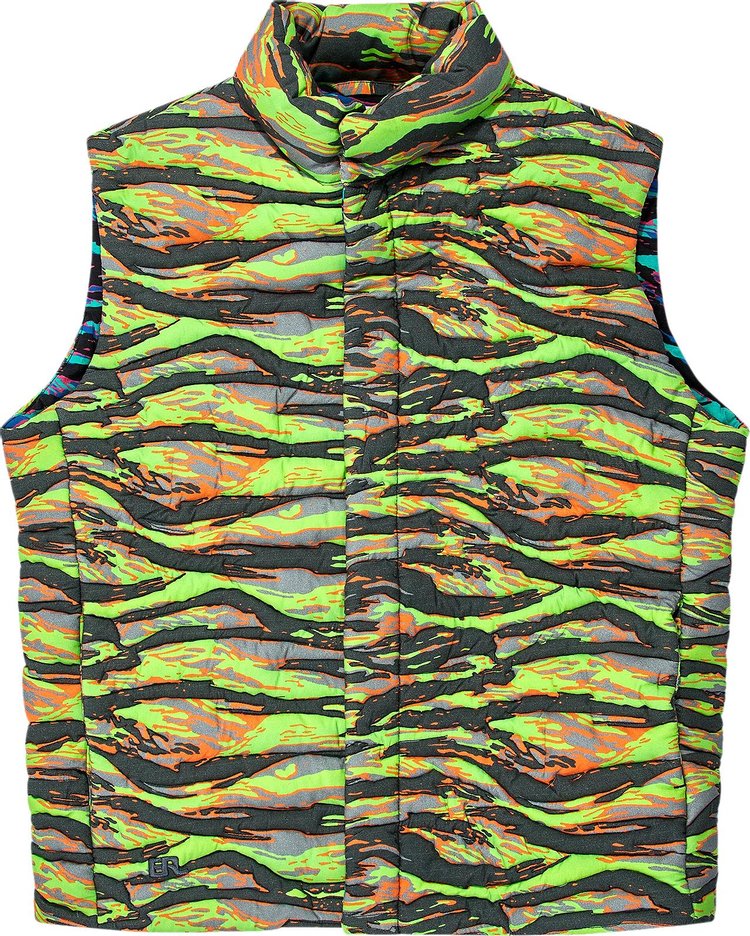 ERL Printed Quilted Puffer Vest 'Green Rave'
