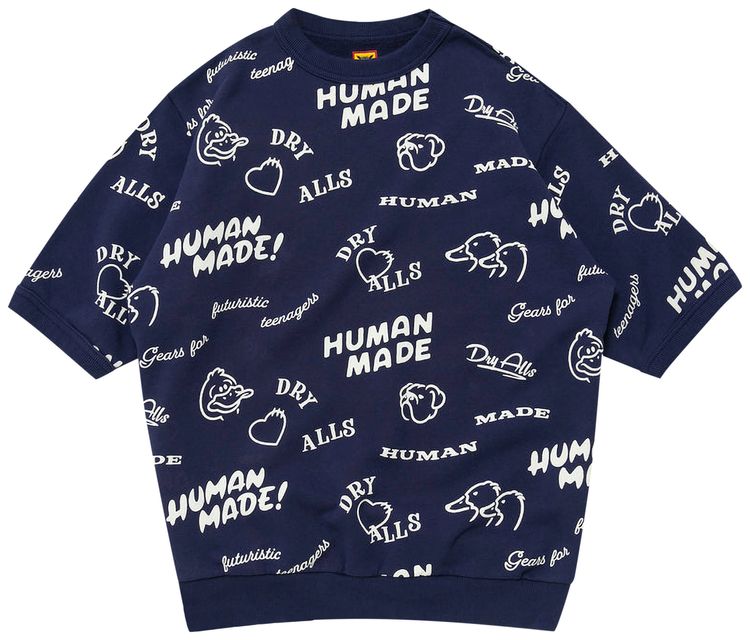 Human Made Printed Short Sleeve Sweatshirt Navy