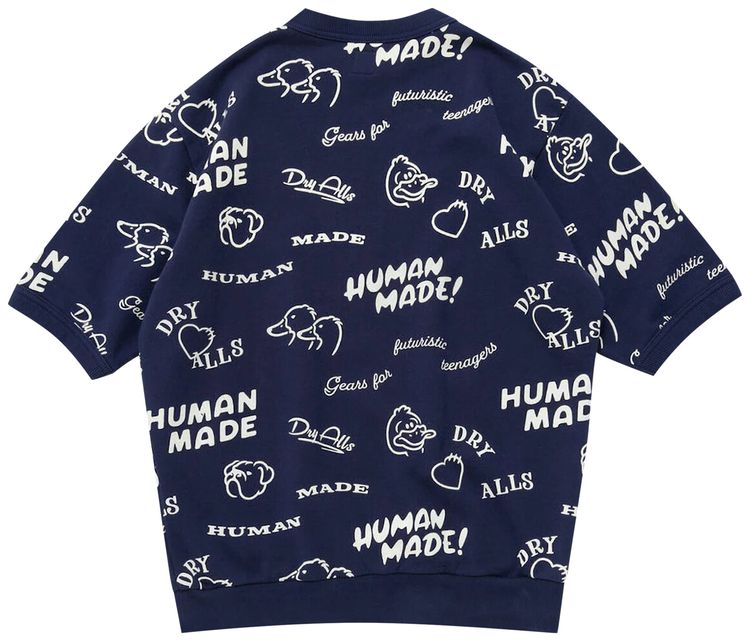 Human Made Printed Short Sleeve Sweatshirt Navy