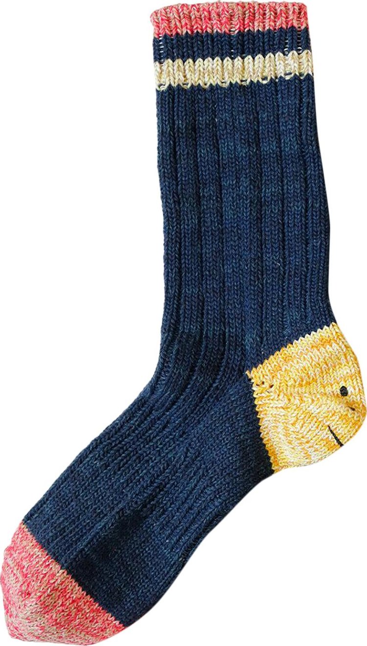 Kapital Ivy Rainbowy Happy Heel Hold Socks Navy