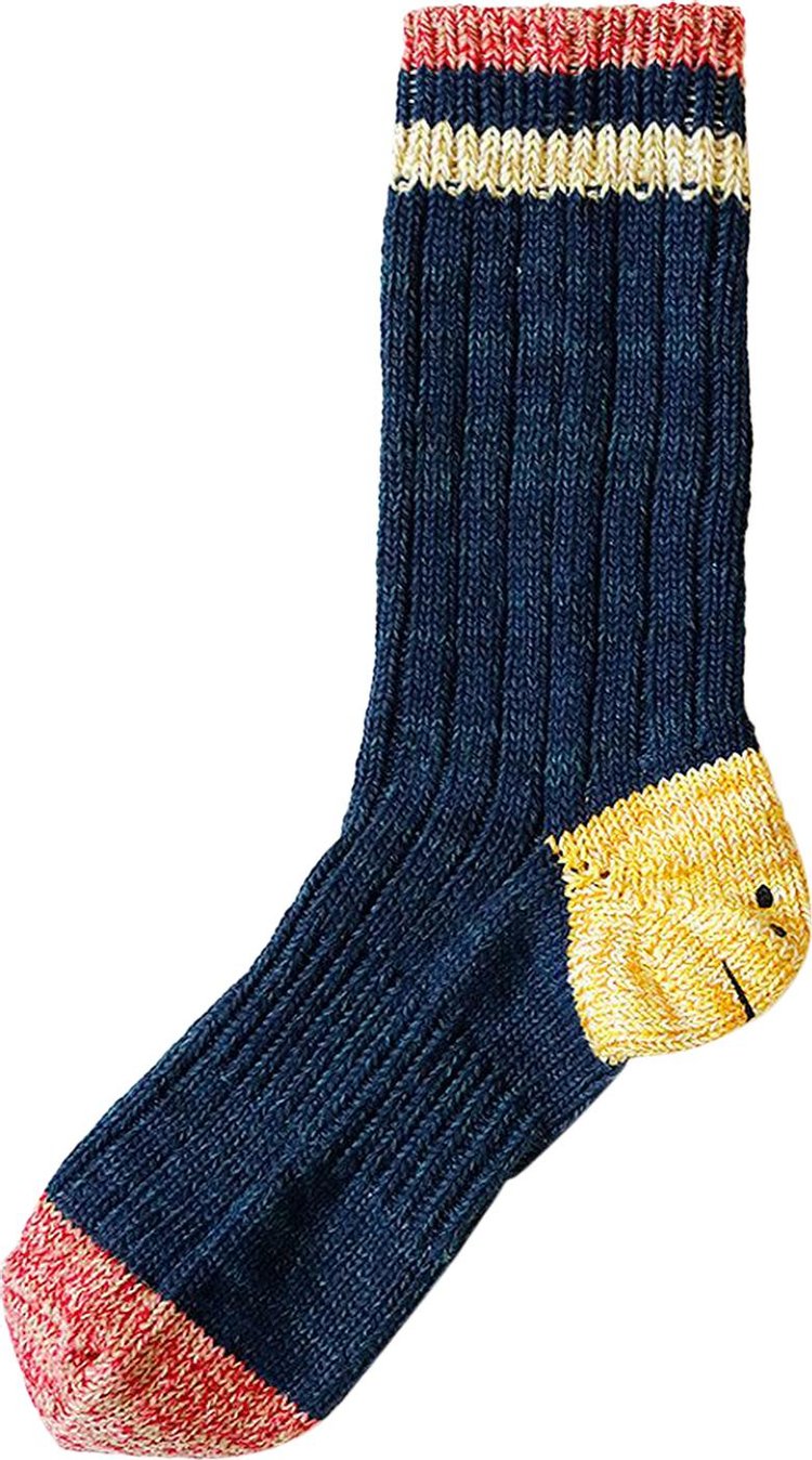 Kapital Ivy Rainbowy Happy Heel Hold Socks Navy