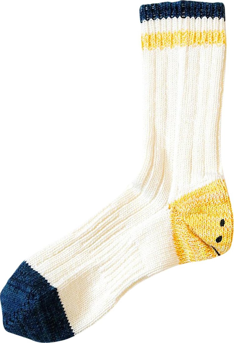 Kapital Ivy Rainbowy Happy Heel Hold Socks 'White'