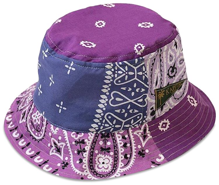 Kapital Bandana Patchwork Bucket Hat PurpleNavy