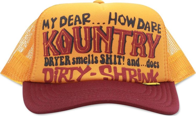 Kapital Kountry Dirty Shrink Trucker Cap GoldBurgundy