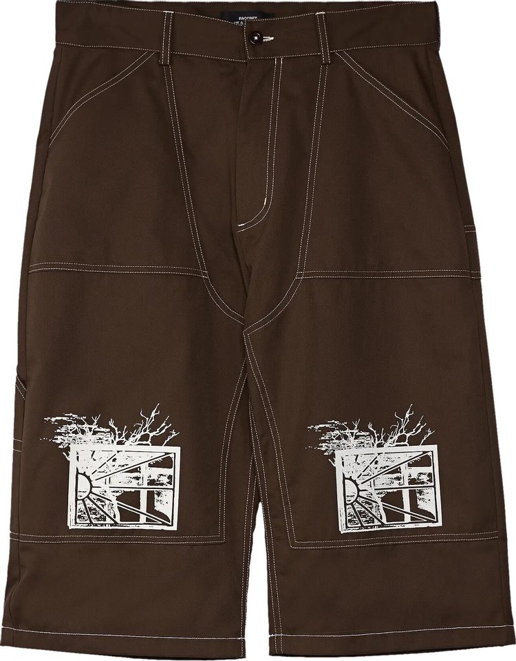 Rassvet x PACCBET Printed Work Shorts Dark Brown