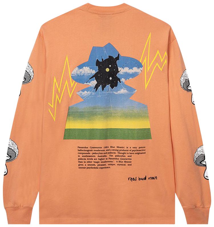 Real Bad Man Blue Meanie Long Sleeve T Shirt Peach