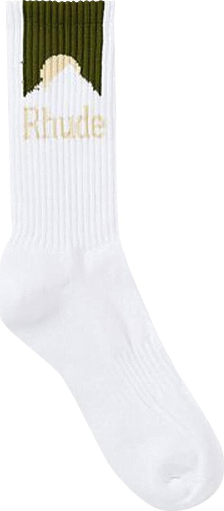 Rhude Mountain Logo Sock WhiteOliveMustard